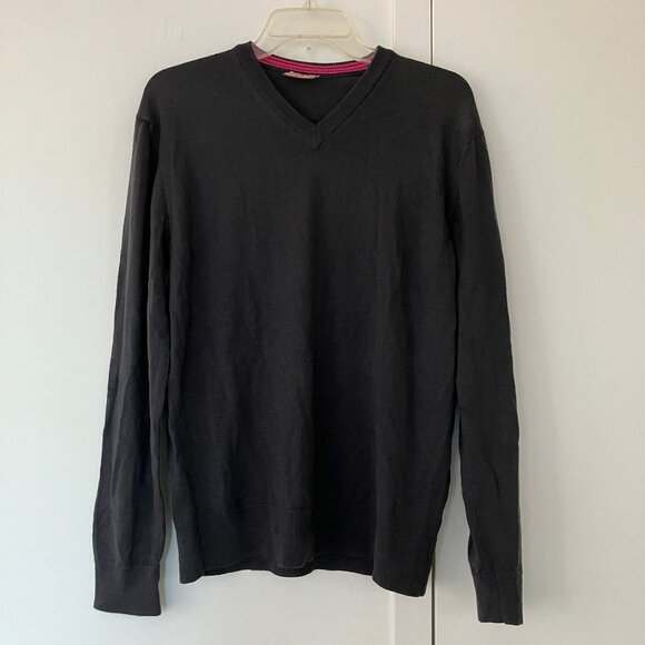 thomas pink men's gray 100% merino wool thick knit sweater sz M